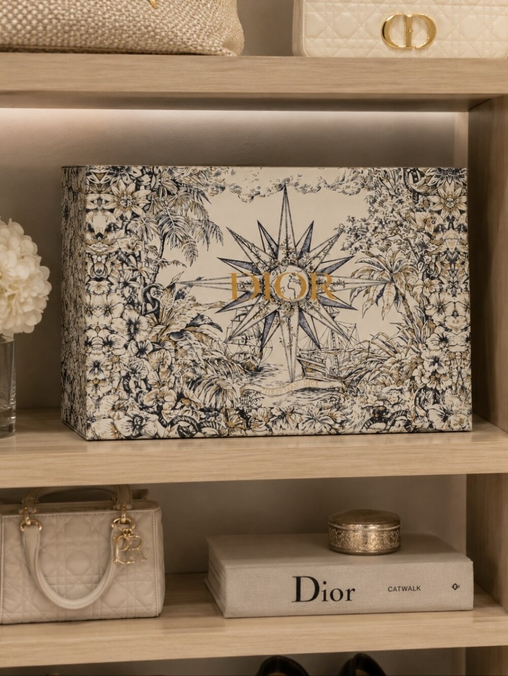 Dior Storage  Box with Navy & Gold Nautical Motif 18x 13 Special Edition
